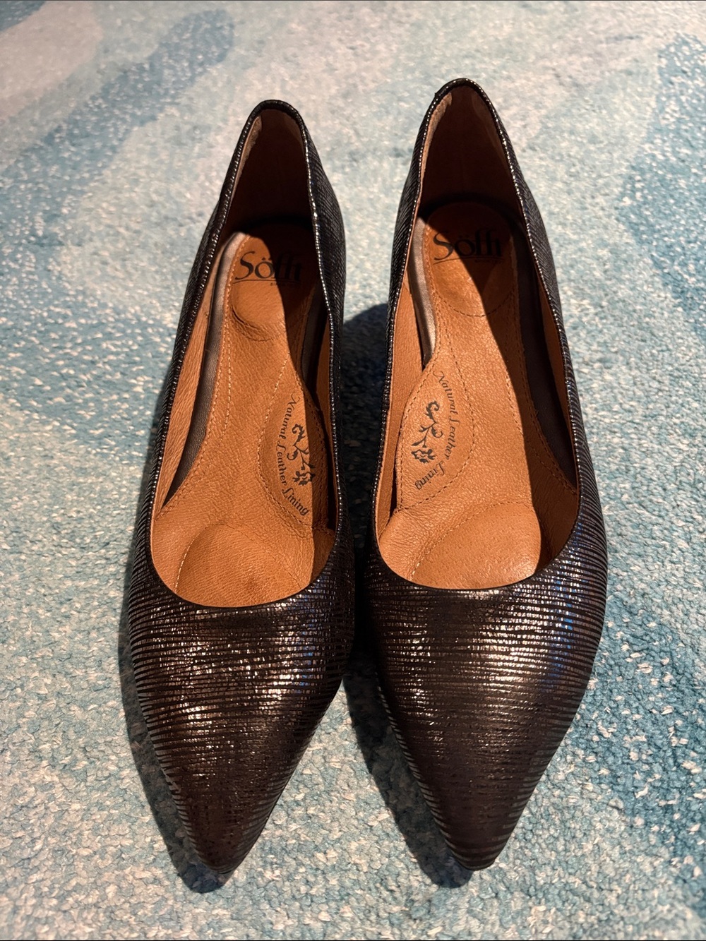 Soft Metallic Striped Pumps, Sz 8.5